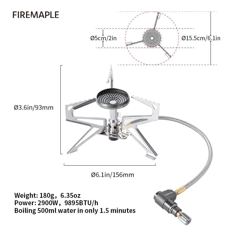 Régulateur de pression Polaris en érable feu, réchaud de Camping léger, brûleur de gaz en plein air,