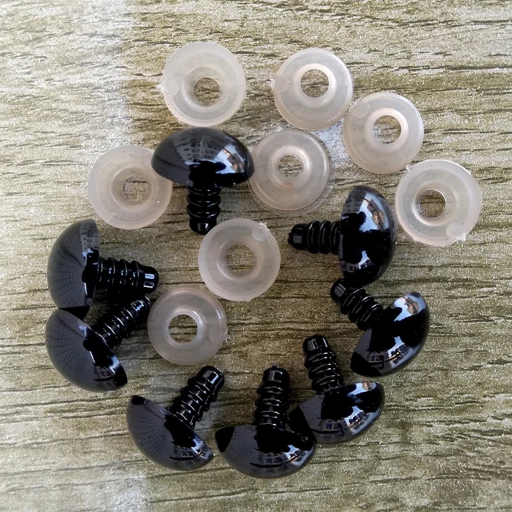 100 pièces 8/10/12/14mm yeux de sécurité en plastique pour jouets bricolage mélange taille Crochet o