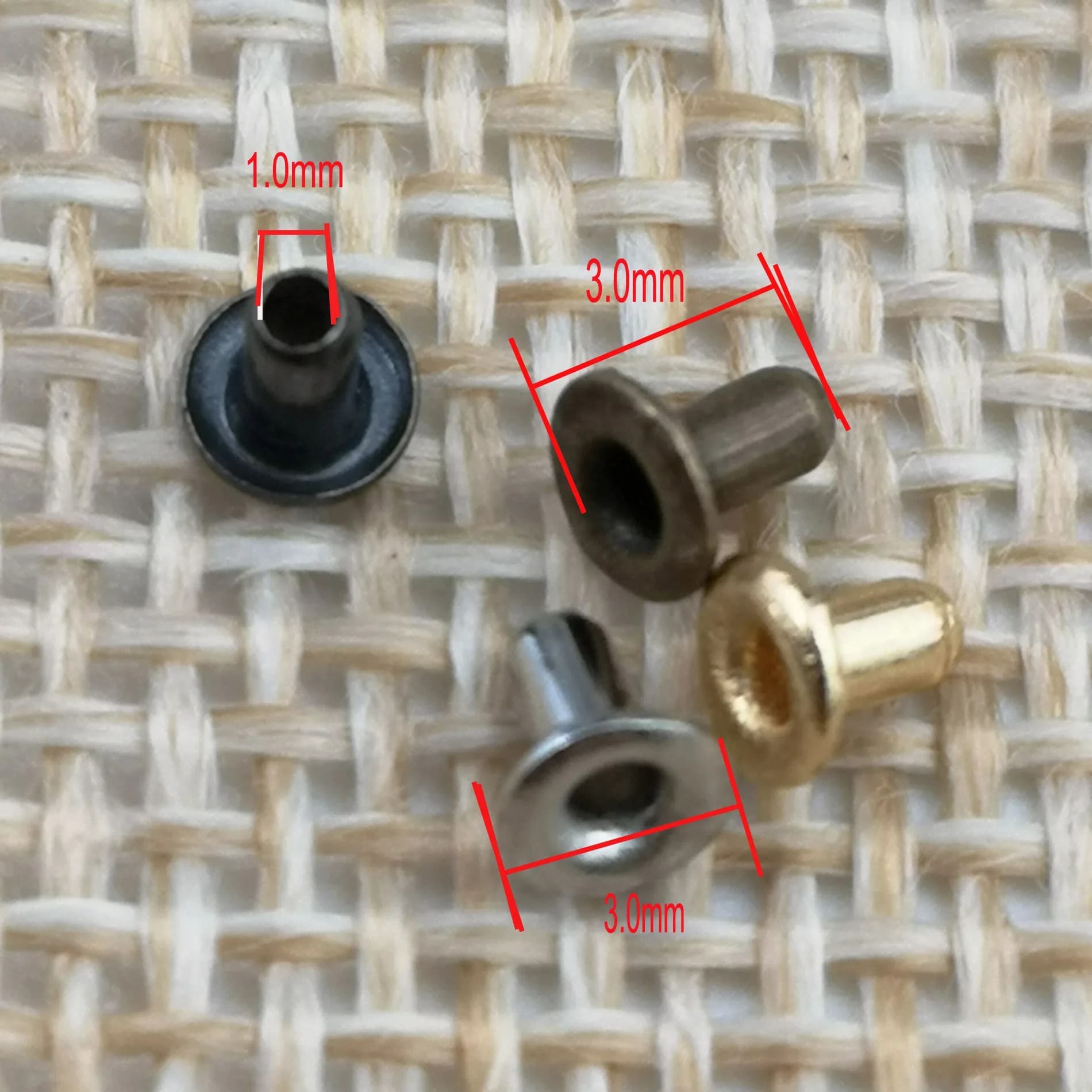 Rivets creux en laiton 1.0/1.5/2/2.5mm, avec trous de plaque suspendue, mini œillets, petit œillet e