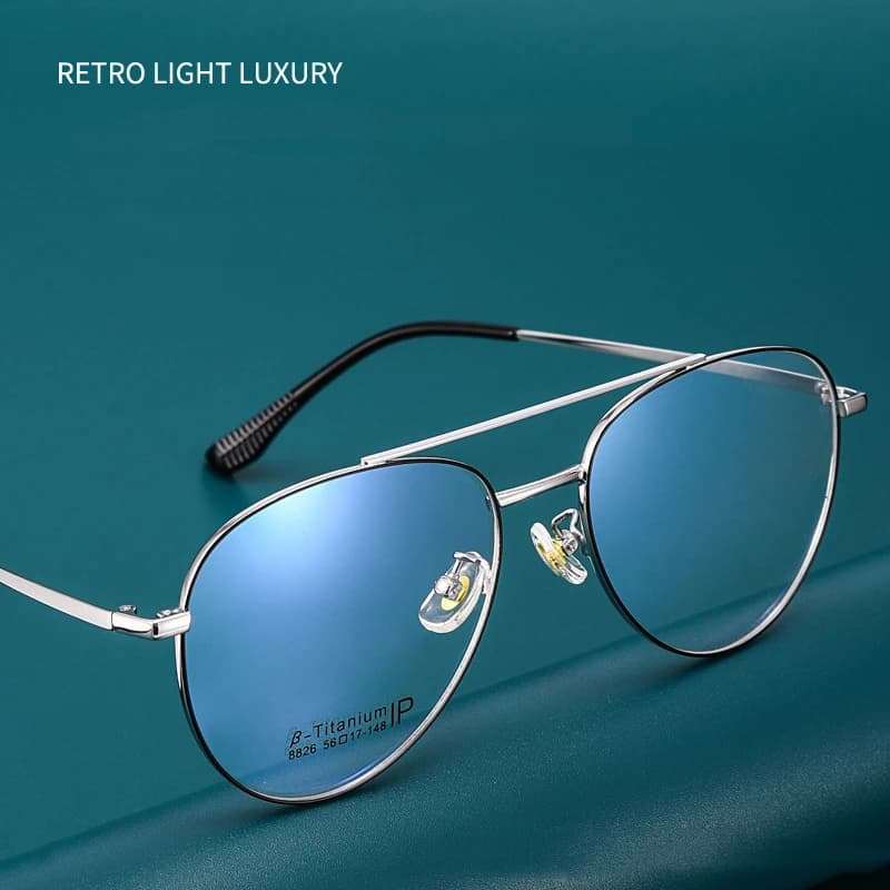 YIMARUILI Double faisceau pilote lunettes cadre rétro pur titane grand cadre de lunettes optique Pre