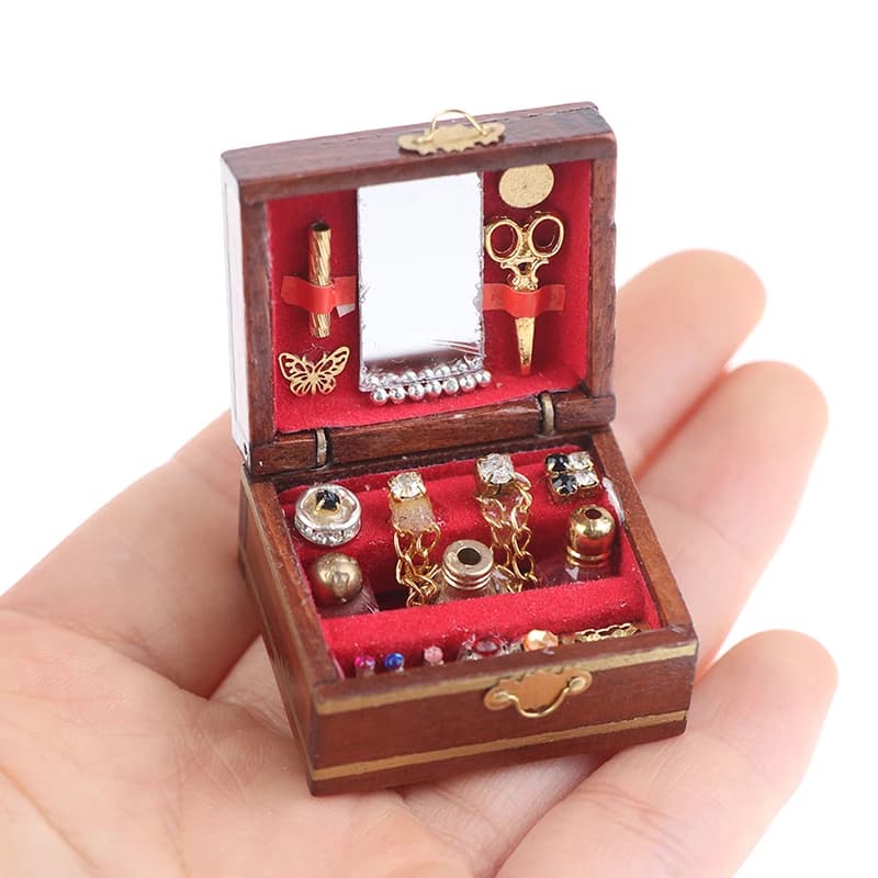 1PC 1:12 maison de poupée Mini boîte à bijoux modèle Miniatures enfants bricolage Miniatures maison 