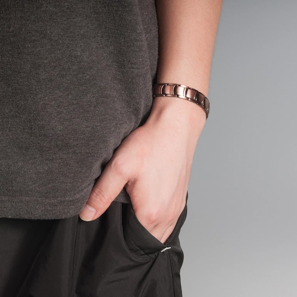 Vinterly – Bracelet magnétique en cuivre pur pour hommes, 12mm de large, thérapie magnétique en méta