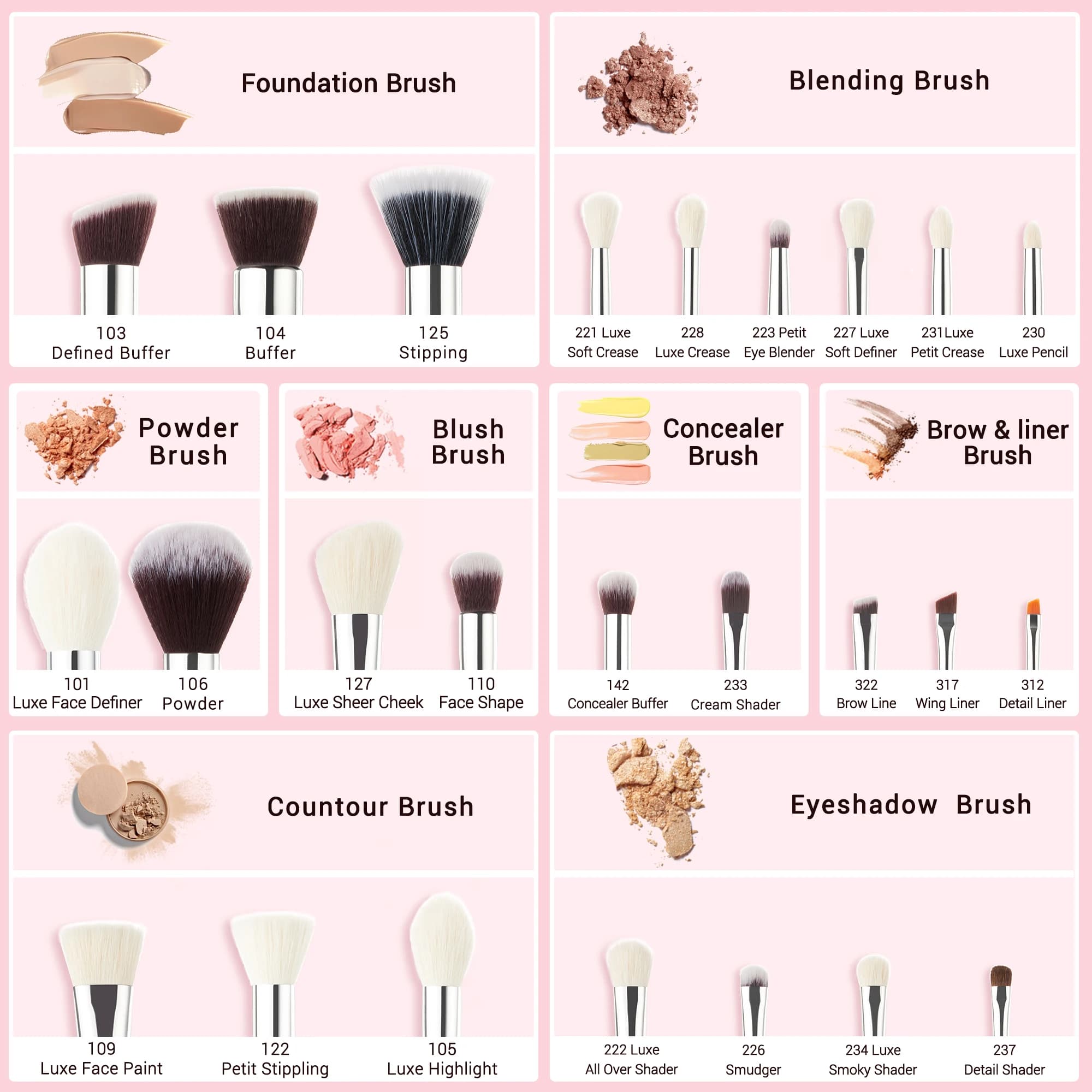 Jessup pinceaux de maquillage ensemble 25 pièces pinceau de maquillage professionnel, fond de teint 