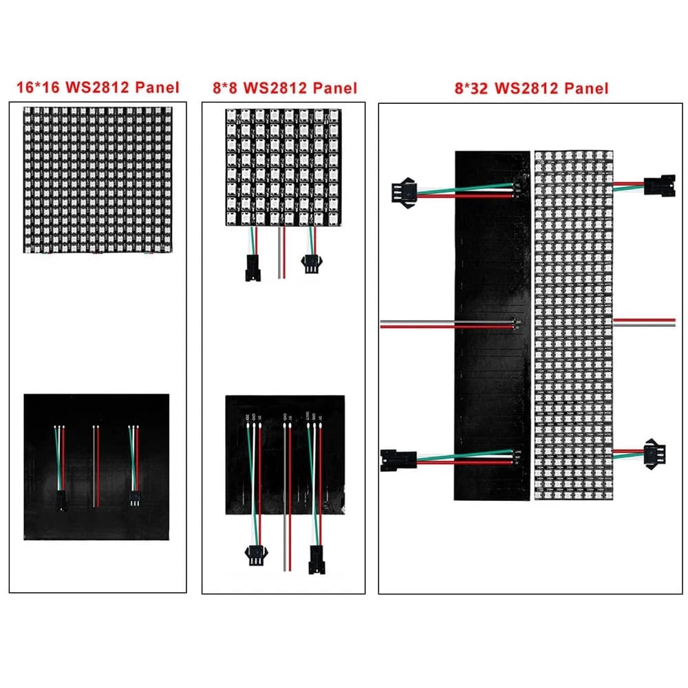 1 ~ 2 pièces WS2812B 8X8 8x32 16x16 Pixel panneau écran matriciel Flexible WS2812 IC RGB 5050 SMD Mo