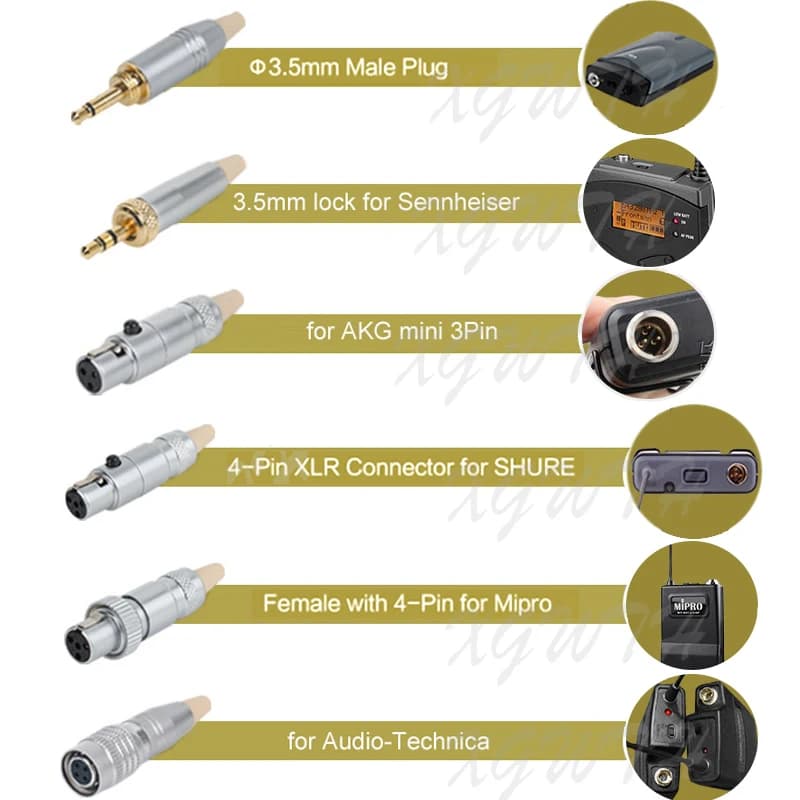 Casque d'écoute à condensateur électronique, micro, unidirectionnel, pour Shure Sennheiser AKG MiPro