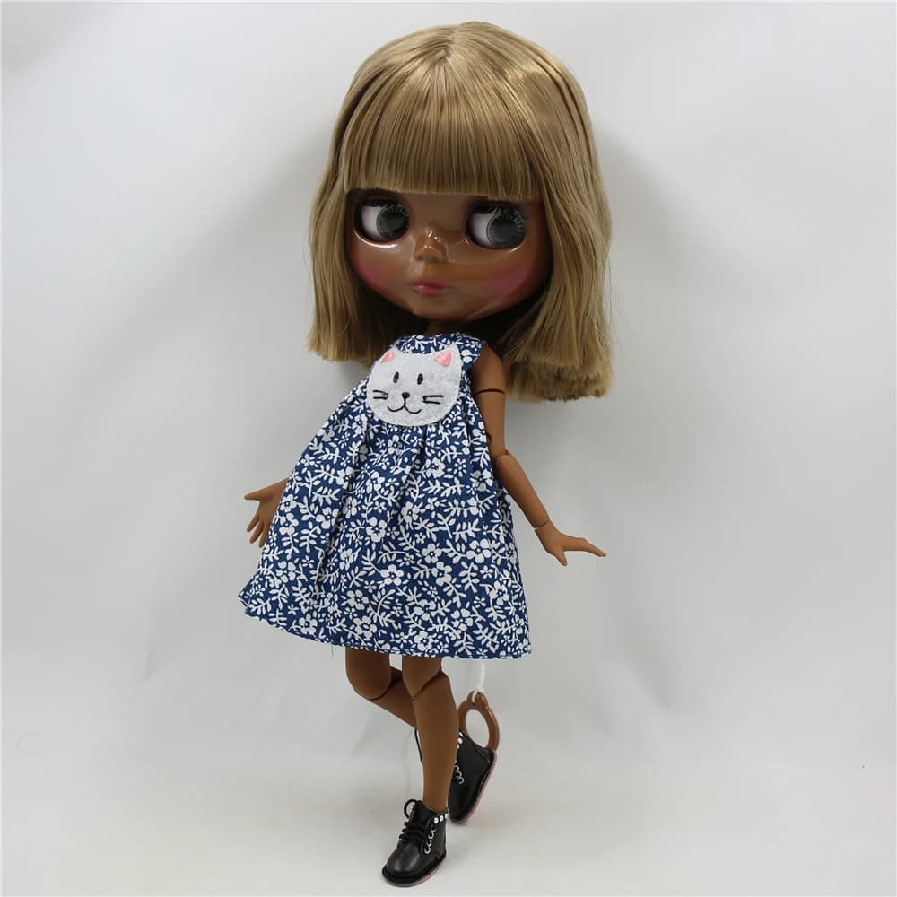 ICY DBS blyth – poupée nue à peau super noire, corps articulé, visage brillant, 30cm, anime, jouet, 
