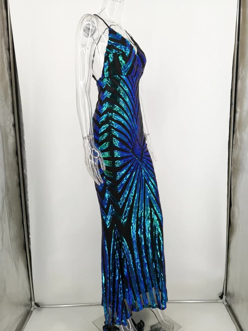Robe longue moulante pour femmes, Sexy, noire, dorée, paillettes, maxi, vintage, tenue de soirée, bo