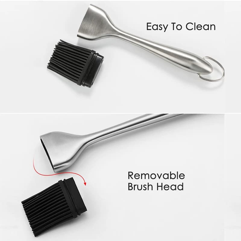 Brosse à badigeonner en Silicone pour Barbecue, brosse à Sauce à l'huile, poignée en acier inoxydabl