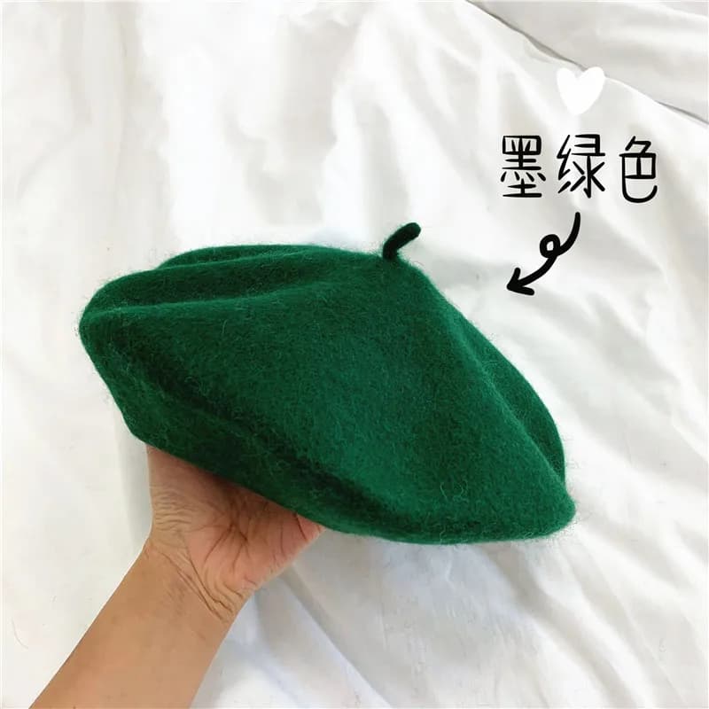 Béret en laine pour adulte, chapeau d'artiste, épais et chaud, style citrouille française