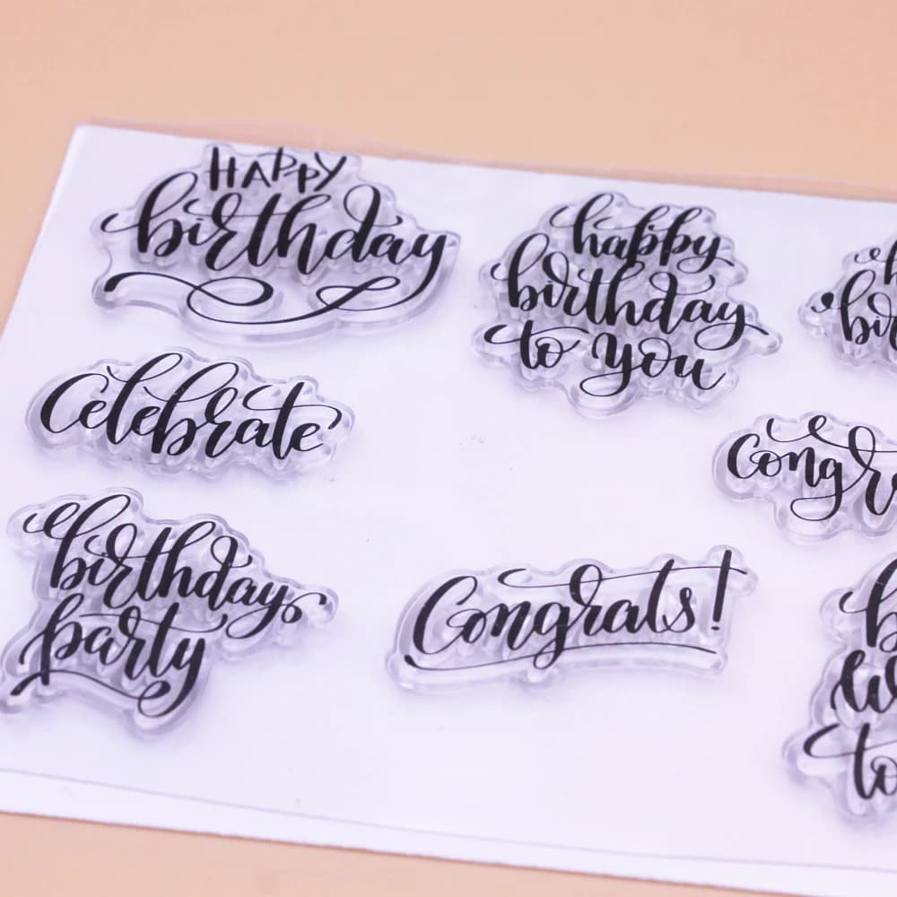 Alinacutle timbres clairs joyeux anniversaire Sentiments Scrapbooking carte Album papier artisanat c
