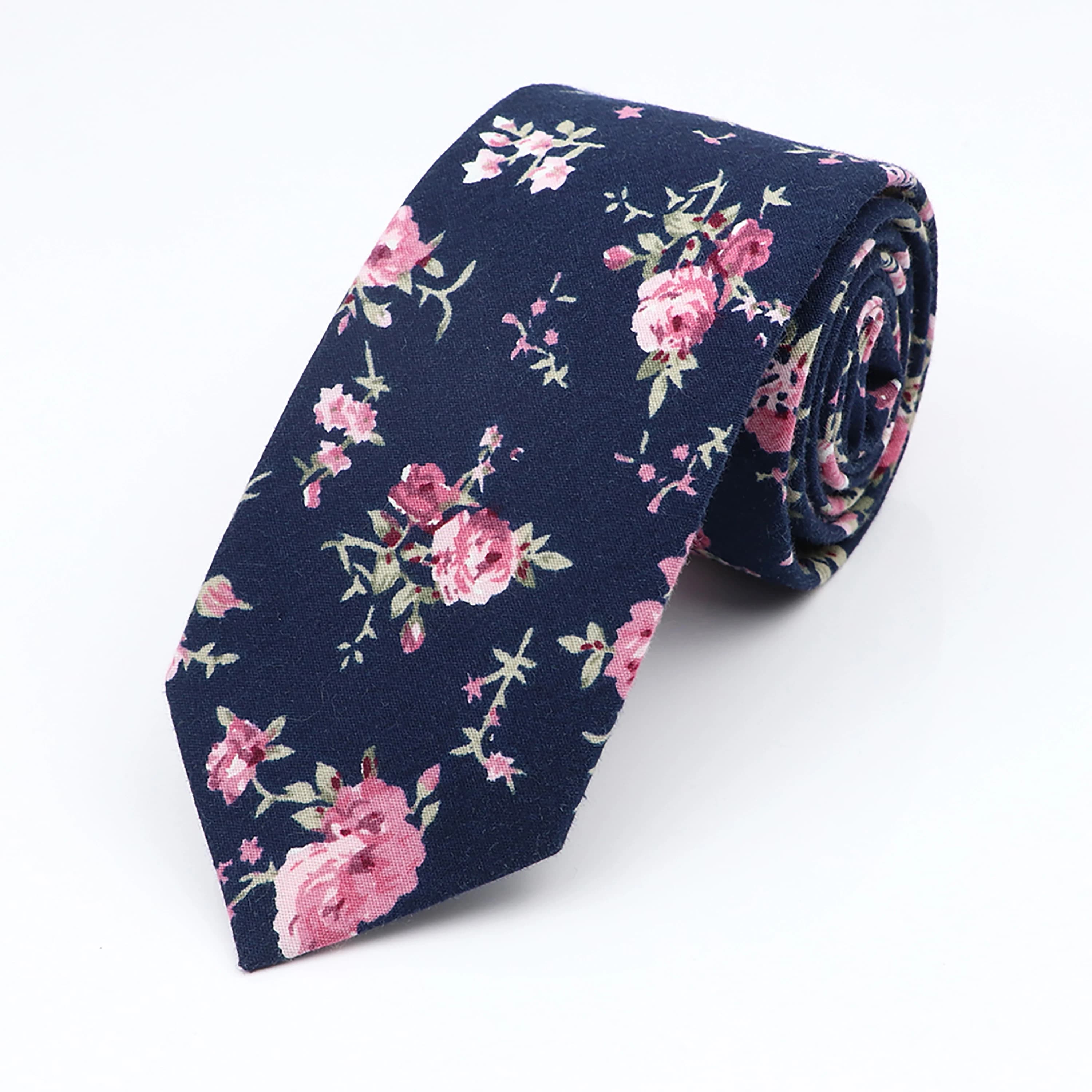 Nouvelle cravate florale élégante pour hommes femmes 100% coton belle fleur Paisley cravate étroite 