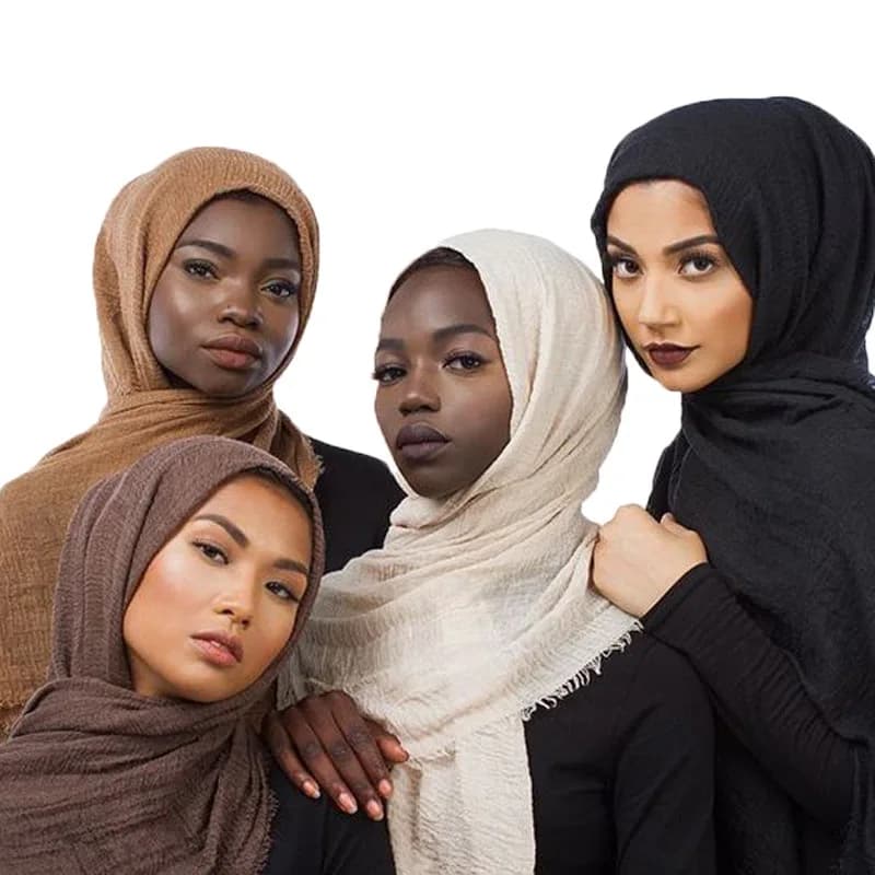 Musulman froissé 70*175Cm femmes Hijab écharpe doux coton foulard islamique bandeau Hijab Femme Musu