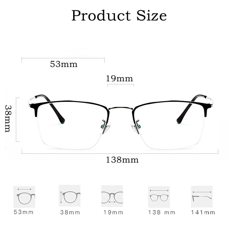 YIMARUILI – lunettes d'affaires rétro ultralégères pour hommes, demi-monture, titane pur, myopie, hy