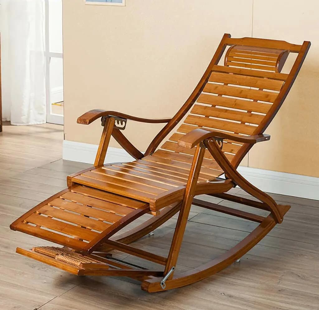 RapDuty-Chaise à Bascule en Bambou, Fauteuil Inclinable, Réglable, Salon, Loisirs