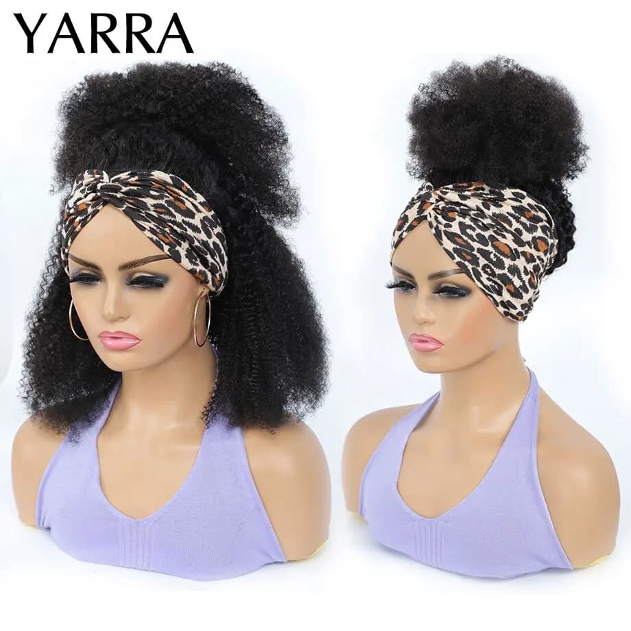 YARRA – perruque brésilienne Remy 100% naturelle, cheveux crépus bouclés, bandeau, densité 180%, ent