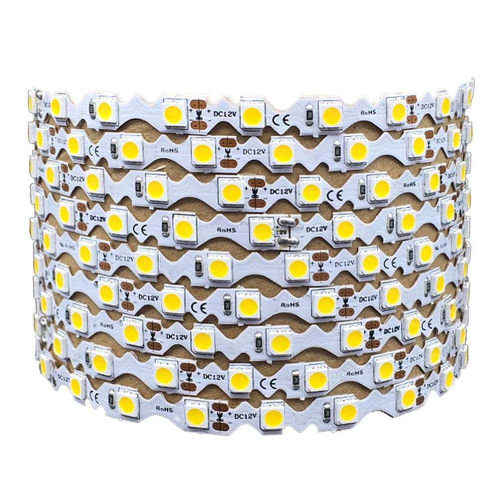Bande LED Flexible en forme de S, 5m, 12V, 24V, 5050 RGB, blanc chaud, blanc, 60LED/m, canal de plia