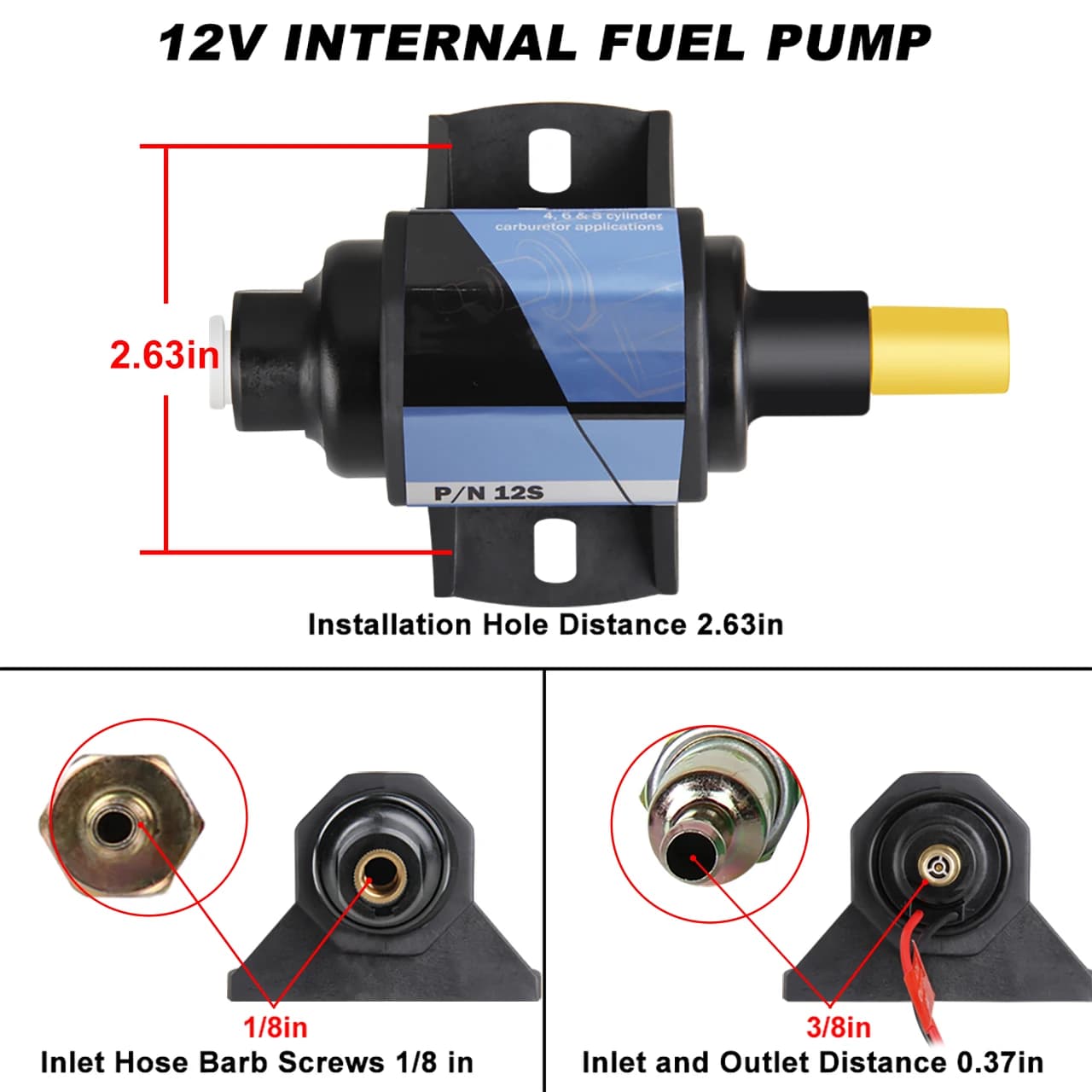 Micro pompes à carburant électroniques universelles 12V 35 GPH 4-7 PSI, pompe à huile externe adapté
