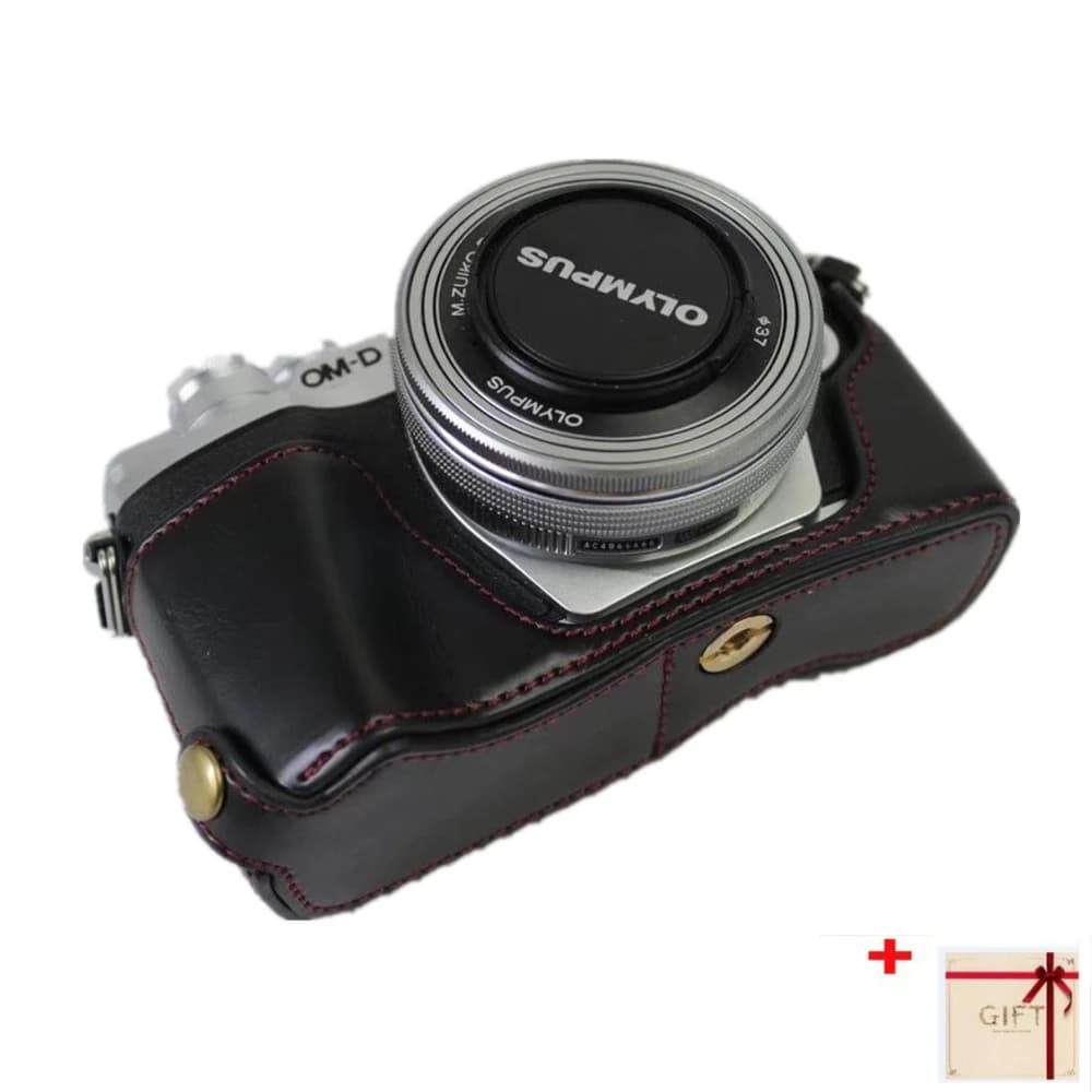Étui en cuir pour appareil photo demi-housse pour Olympus PEN-F EM5 EM10 OM-D E-M5 E-M10 Mark II III