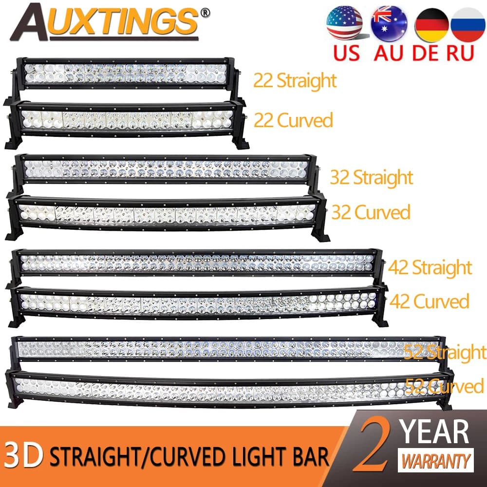 Auxtings 22 32 42 52 ''en barre lumineuse Led incurvée/droite COMBO barre lumineuse de travail Led c