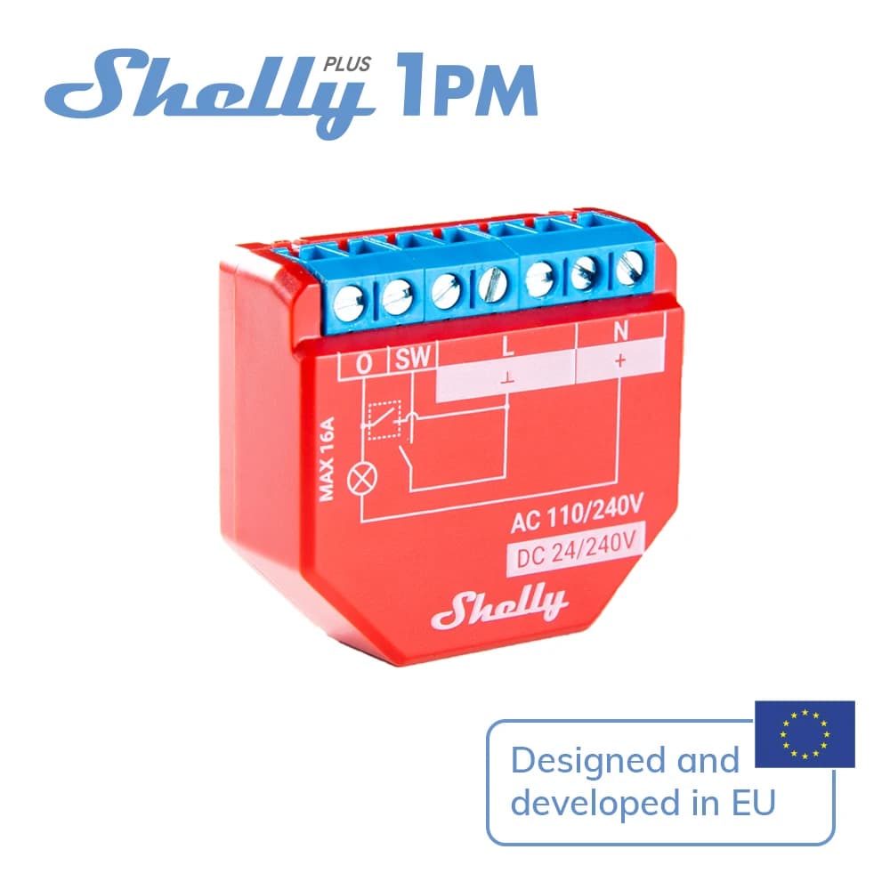 Shelly Plus 1PM Smart Home Life WiFi relais commutateur contrôle et mesure consommation d'énergie ga
