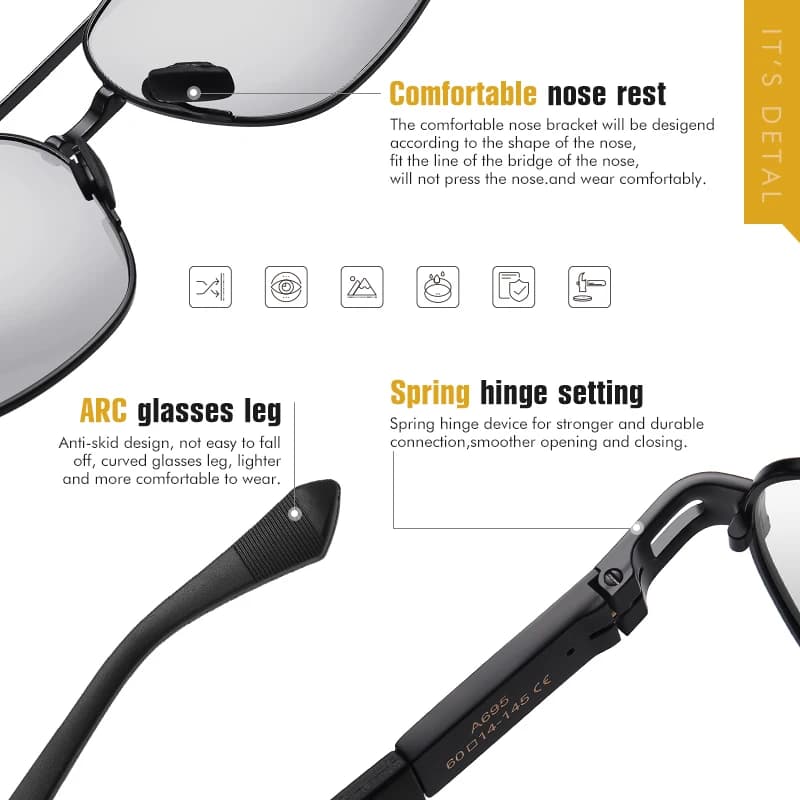 LIOUMO lunettes de soleil pour hommes de qualité supérieure lunettes de conduite photochromiques pol