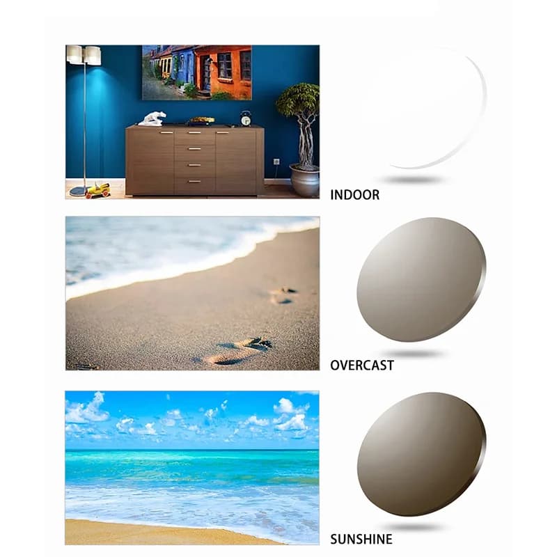 1.56 Index photochromique Anti rayon de lumière bleue Prescription CR-39 résine asphérique lunettes 