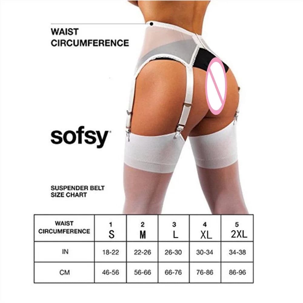 Hirigin femmes Sexy rétro taille haute élastique maille porte-jarretelles 6 boucles en métal vêtemen