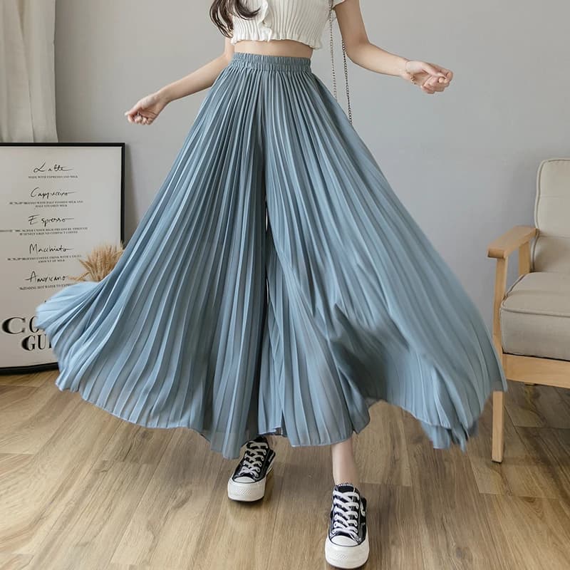 Pantalon large plissé en mousseline de soie pour femme, taille haute, neuf cents, Hakama, coréen, pl