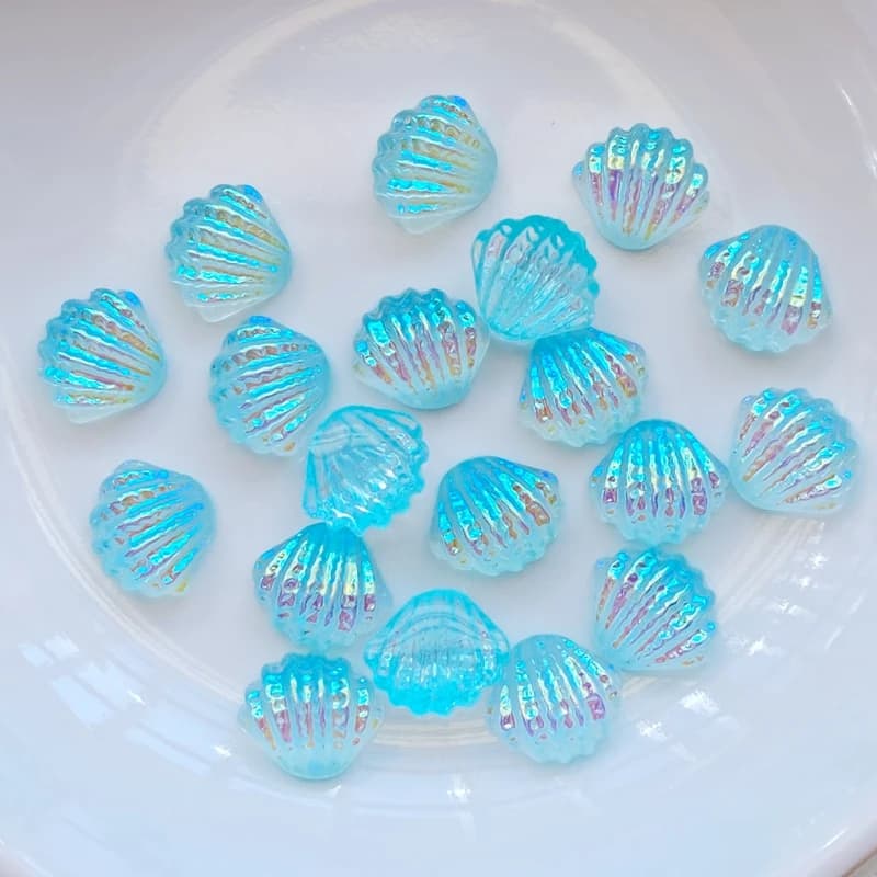 100 pièces nouveau mignon Mini coquille brillante résine Figurine artisanat Flatback Cabochon orneme