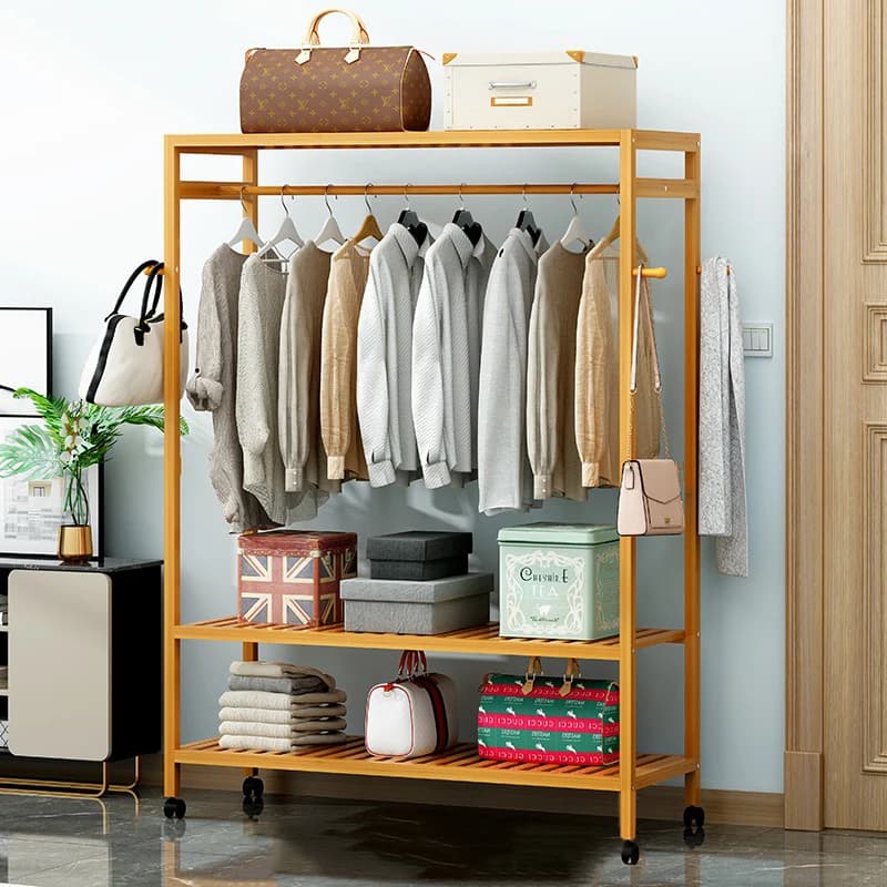 Porte-vêtements roulants porte-vêtements suspendus robustes avec des étagères de rangement pour vête