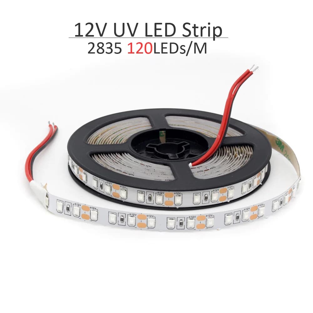 Bande lumineuse LED UV 12V 5050 2835 SMD 395-405nm, ruban de Diode LED à rayons ultraviolets, ruban 