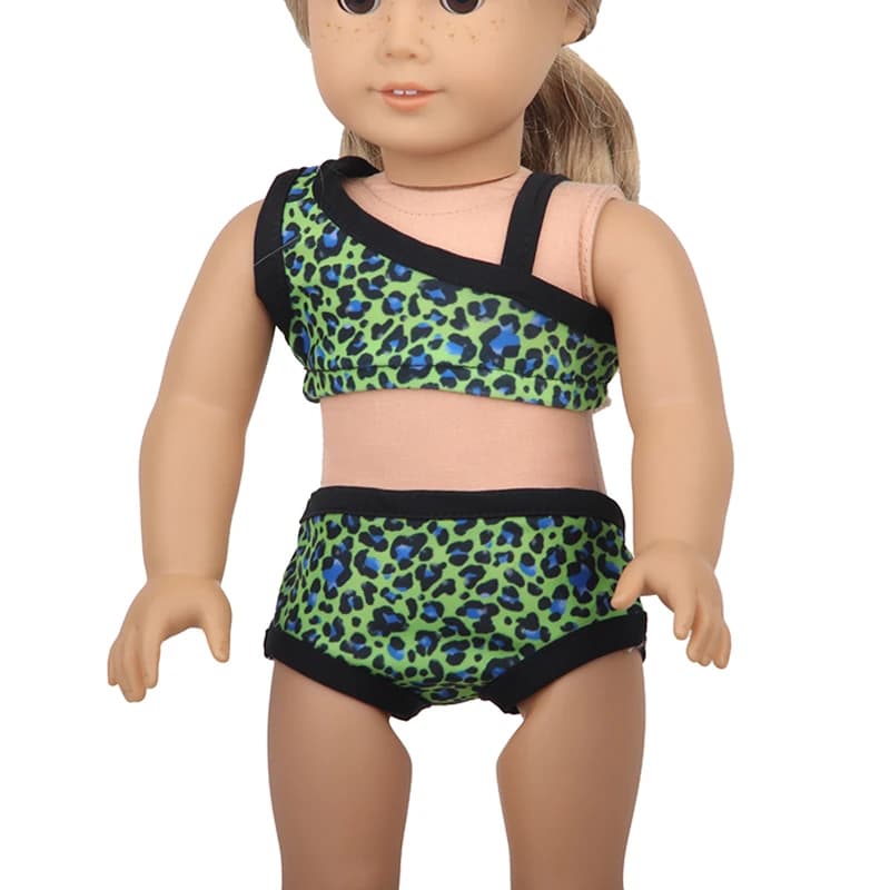 Nouveau maillot de bain solide poupée Bikini + lunettes de soleil maillot de bain sandales de plage 