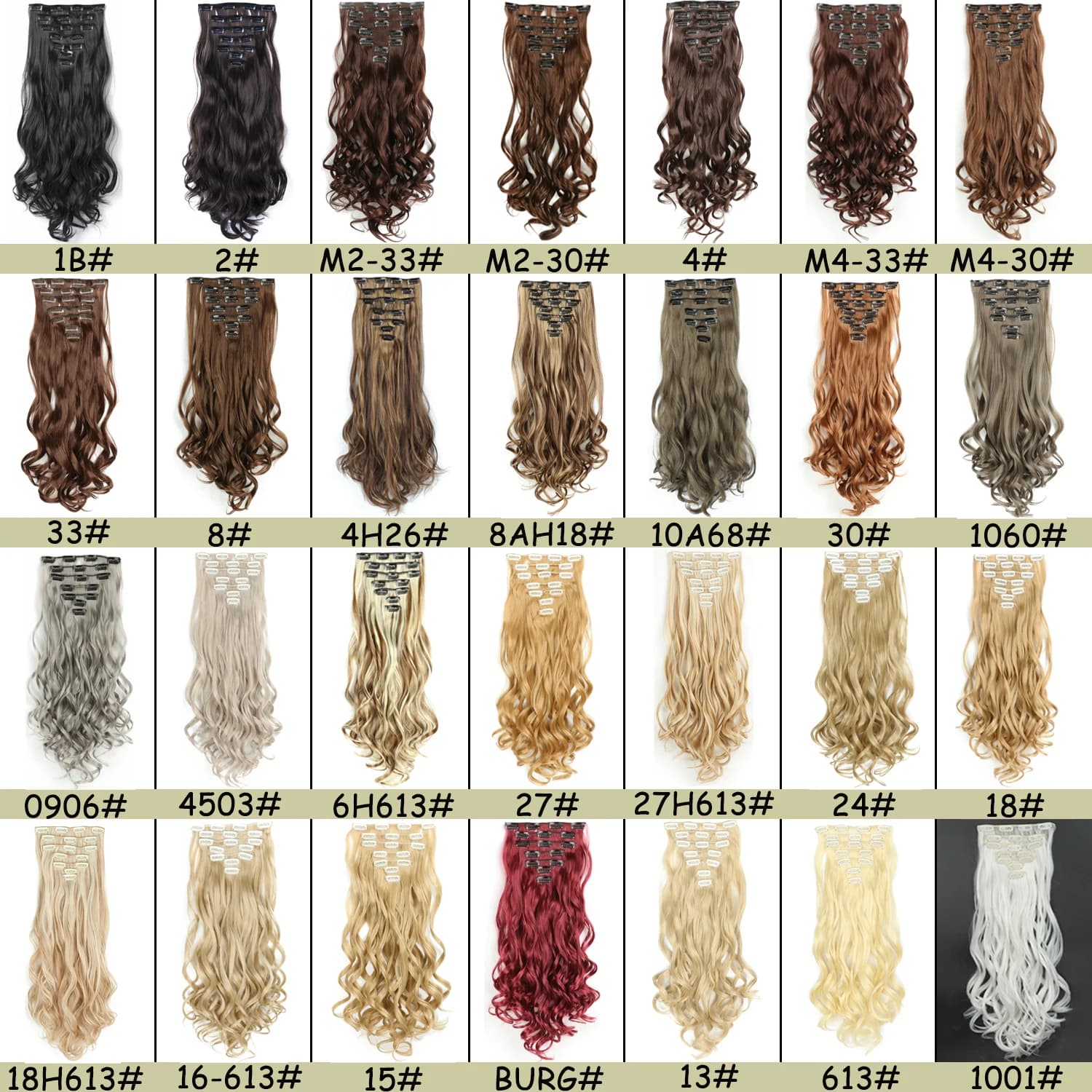Extension synthétique 24 pouces, 16 Clips, cheveux blonds naturels longs ondulés, postiche en Fiber 