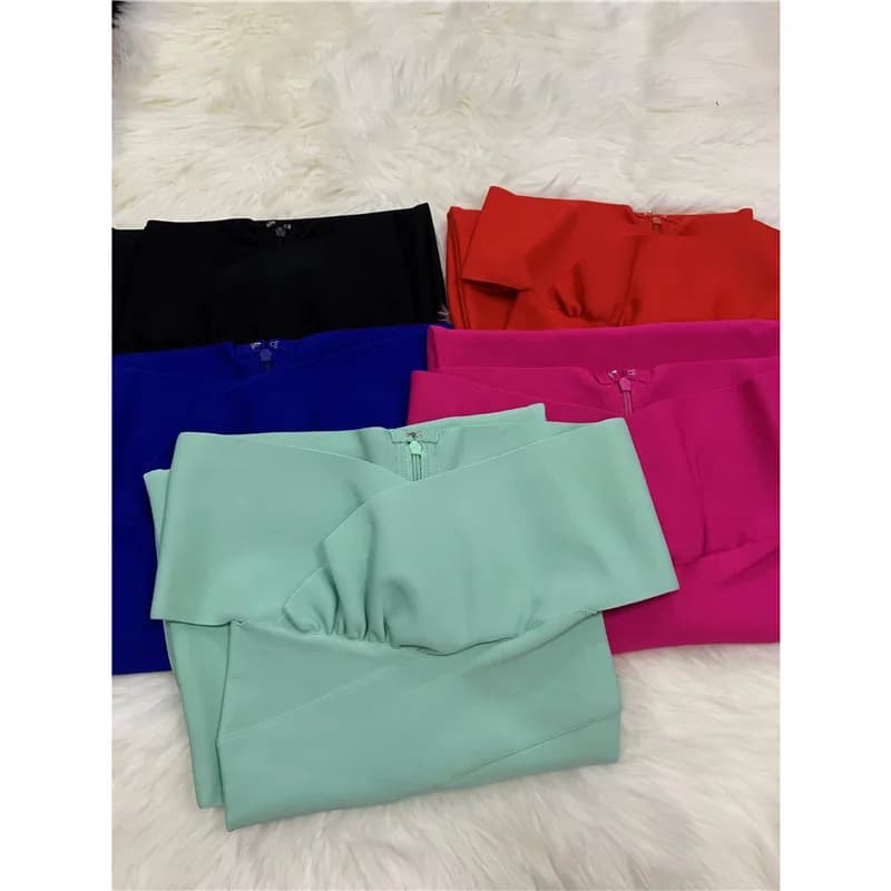 Moonccloset nouvel été 5 couleurs Sexy mode femmes épaules nues robe de pansement vert boîte de nuit
