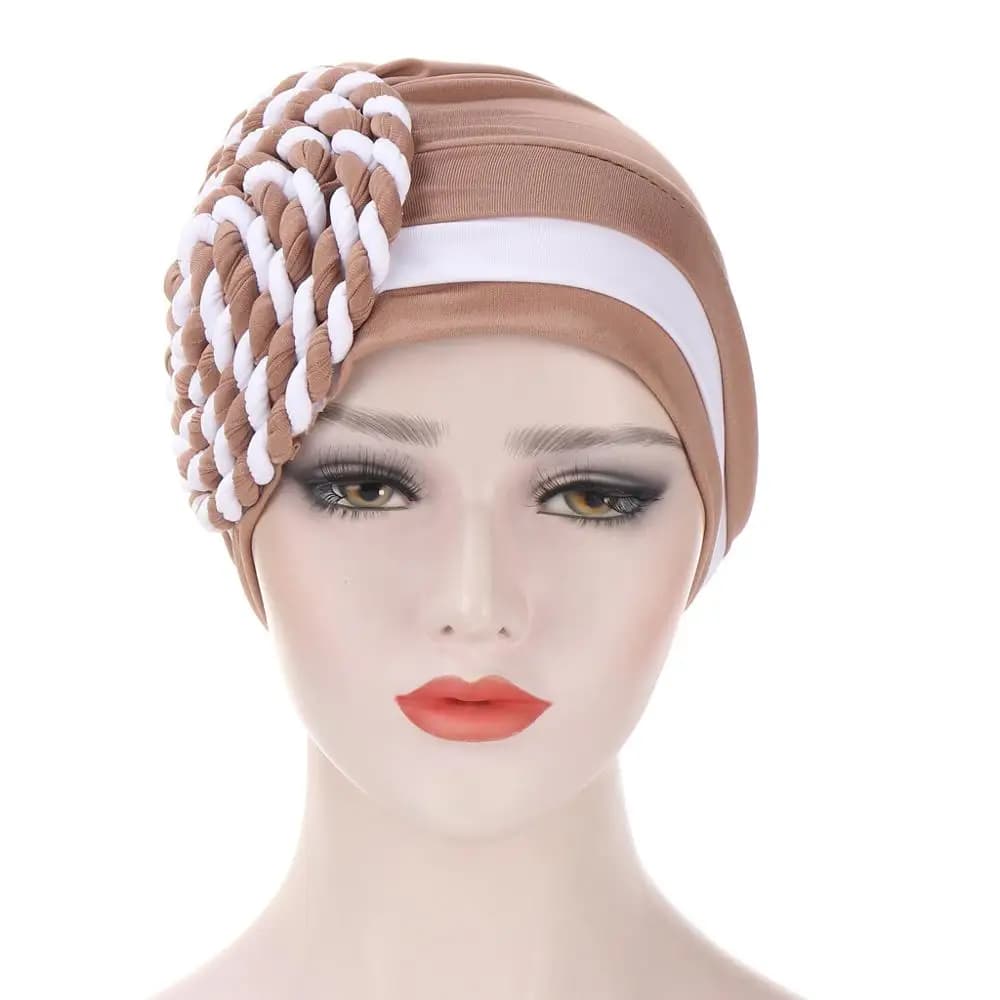 2026 Turban Indien Bicolore Tendance, Foulard Arabe Prêt-à-porter, Chapeau Hijab, Coiffe Musulmane, 