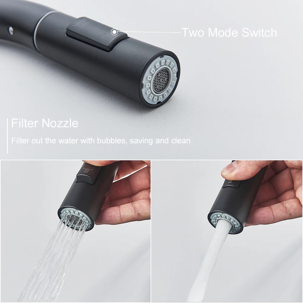 Robinet de cuisine noir à deux fonctions, mélangeur extractible à poignée unique, robinets d'eau cha