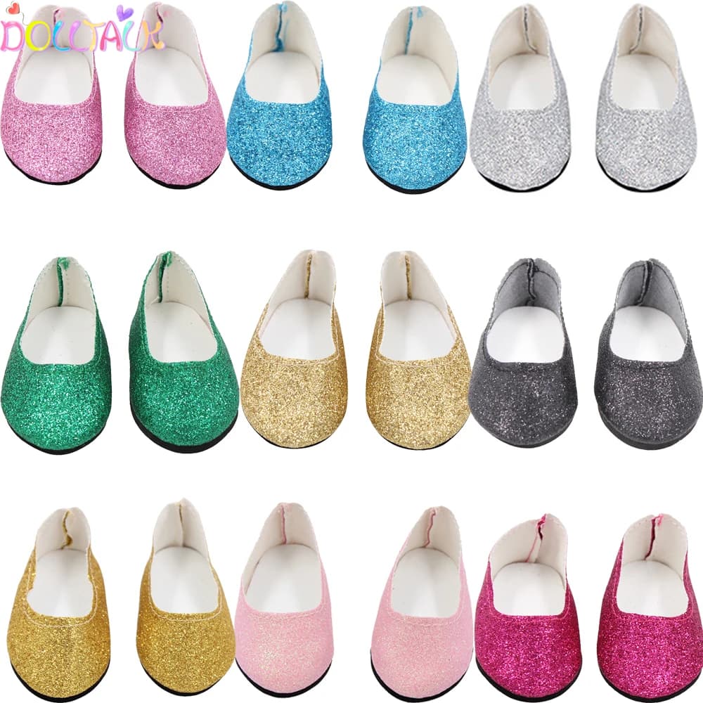 Chaussures de poupée simples et bon marché de 7cm, bottes faites à la main pour bébé américain de 18