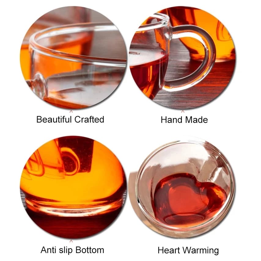 Tasse en verre en forme de cœur d'amour, tasses de Couple, Double tasse en verre, verres à vin résis