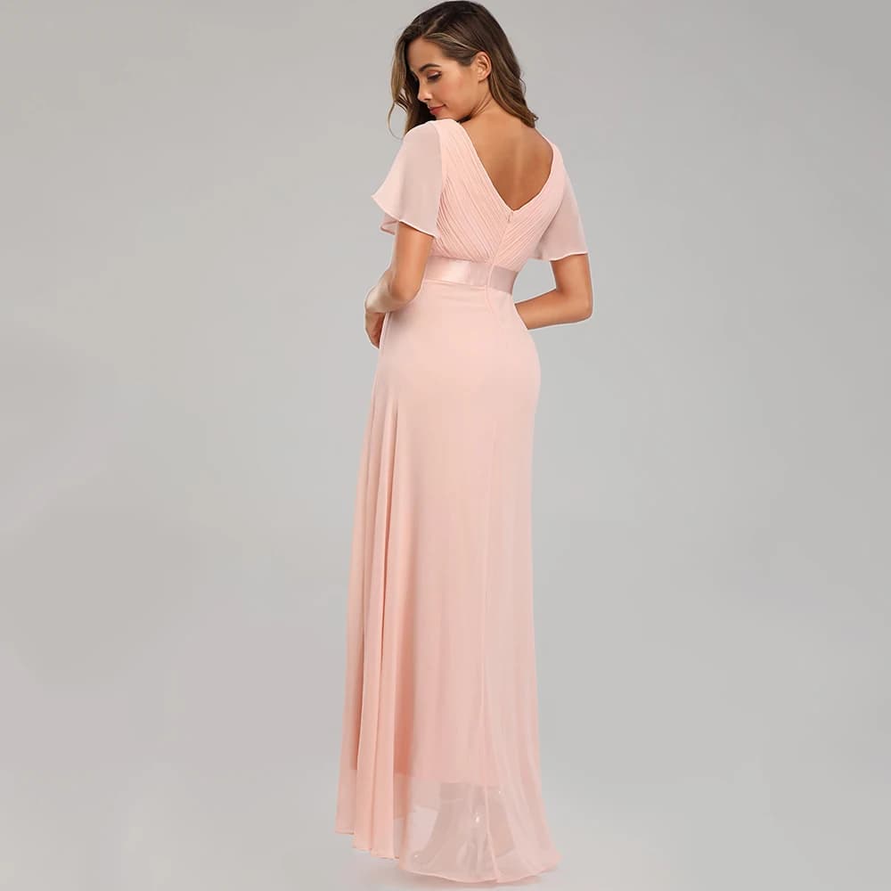 Sexy rose en mousseline de soie tulle Maxi robe d'été femmes décontracté vintage longue demoiselle d