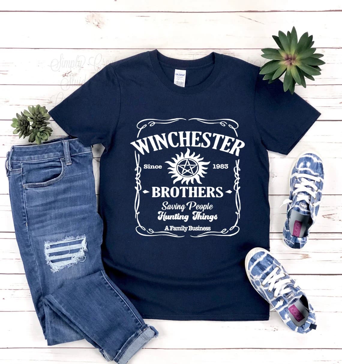 T-shirt inspiré de la série télévisée Winchester Brothers, chemise naturelle, chemises esthétiques v