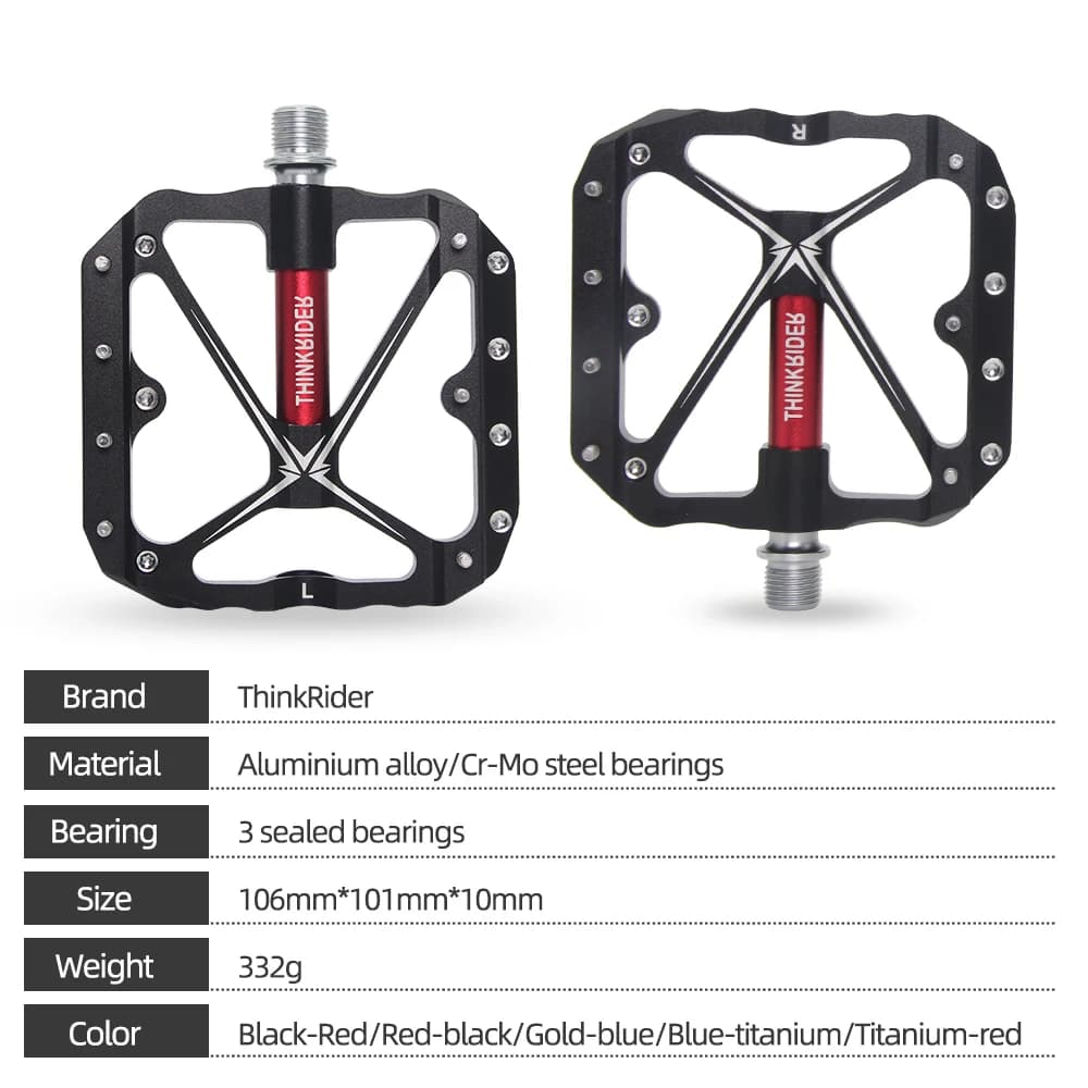 ThinkRider – pédales de vélo à 3 roulements scellés, pédales de vélo plates, vtt, route, vtt, access