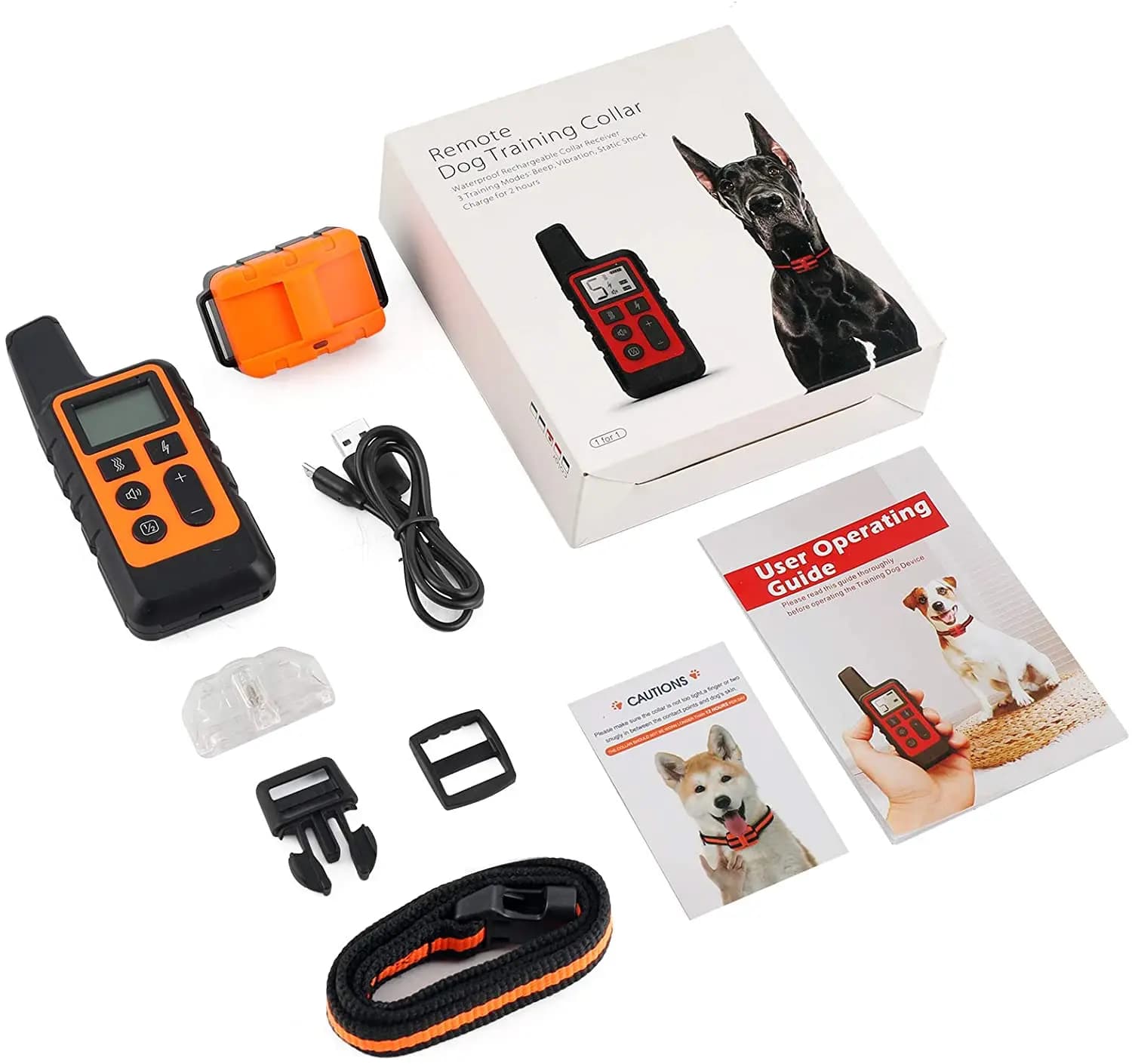 Collier de dressage pour chien colliers de choc rechargeables imperméables pour chien avec bip d'ent