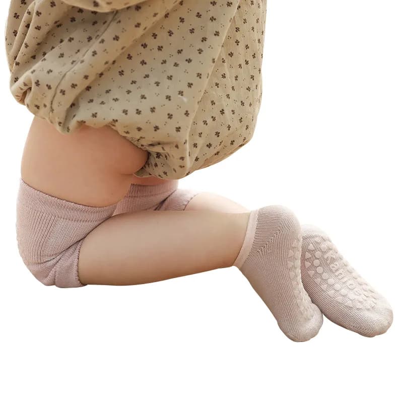 Ensemble de chaussettes et genouillères pour bébé, pour filles et garçons, couleur unie, antidérapan
