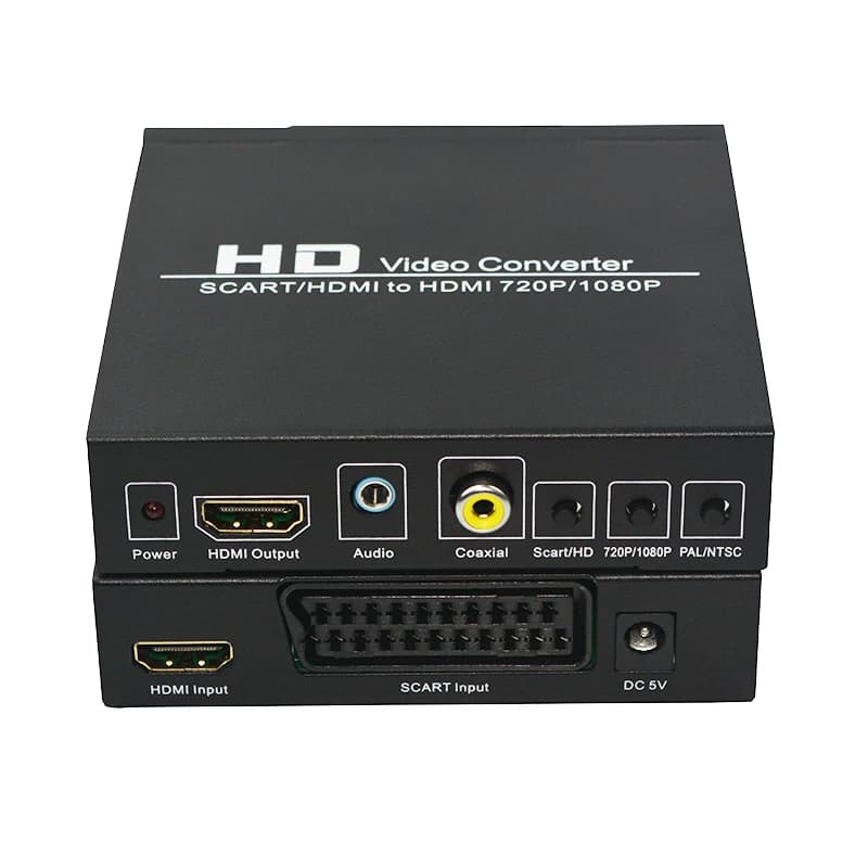 Convertisseur péritel/HDMI vers HDMI Full HD 1080P, adaptateur de convertisseur Audio vidéo coaxia 3