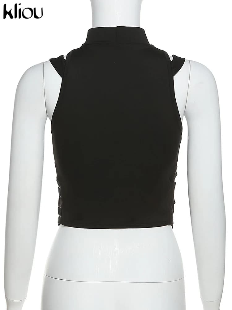 Kliou-Short de Motard pour Femme, Haut Hipster Y2K, Forme Irrégulière, Couture en Maille, Style High