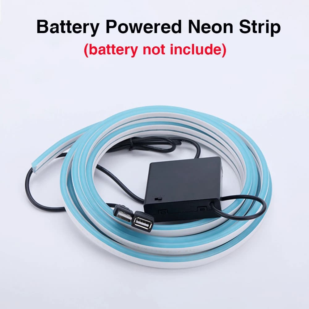 Bande néon alimentée par batterie IP65 étanche néon chaîne lampe rouge bleu rose blanc glace bleu 28