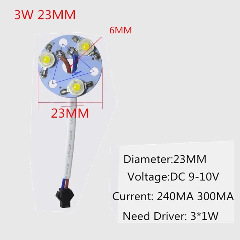 LED haute puissance lampe perles lumière PCB 35mli puce 3W 5W 7W 9W 12W 15W 18W 23mm 32mm 50mm 90mm 