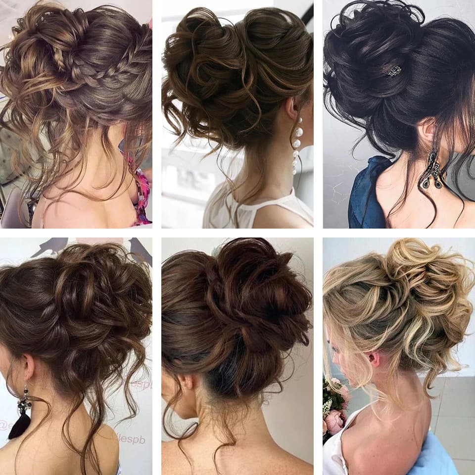 LUPU – Chignon synthétique bouclé en désordre, bandeau élastique, faux cheveux pour femmes, épingles
