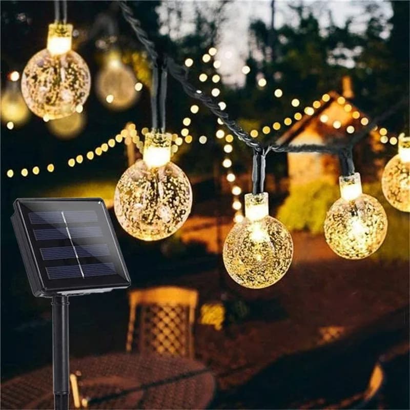 Lampes solaires de jardin 50 LED 24 pieds 8 modes Éclairage décoratif étanche en boules de cristal p