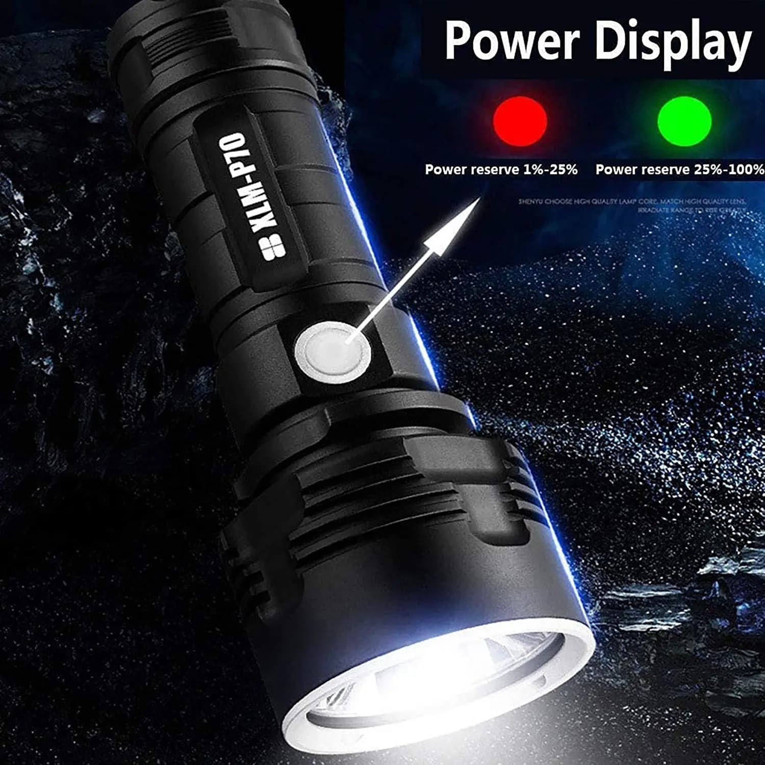 Lampe de poche LED haute puissance XHP70, torche tactique, lanterne Rechargeable par USB, étanche, l